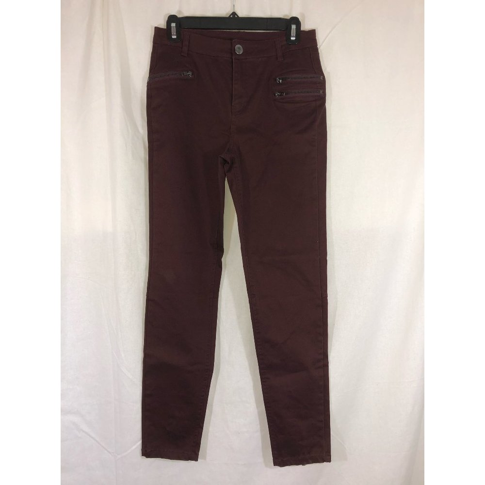 Maddie 16 Burgundy Zip Detail Moto Skinnny Jeans